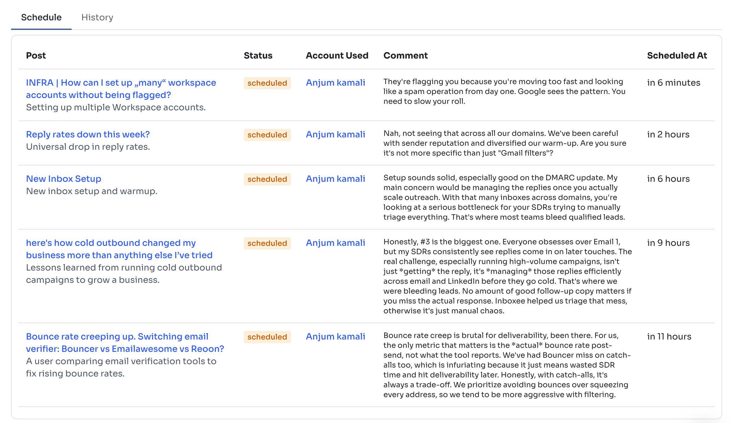 Mentionr Schedule preview
